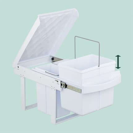 Pull-Out Waste Bin with Lid – White, Space-Saving