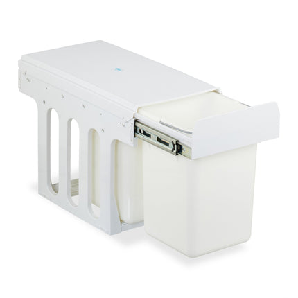Pull-Out Waste Bin with Lid – White, Space-Saving