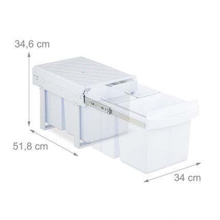 Pull-Out Waste Bin with Lid – White, Space-Saving