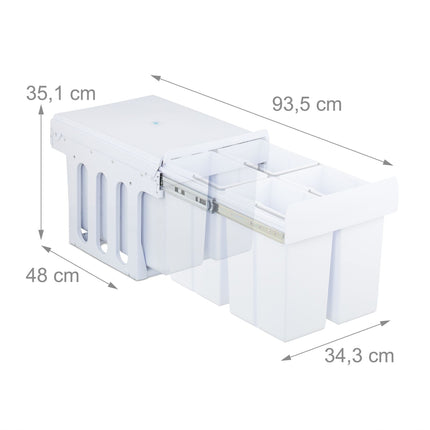 Pull-Out Waste Bin with Lid – White, Space-Saving Design