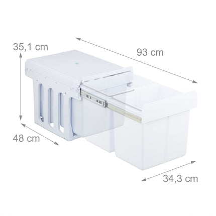 Pull-Out Waste Bin with Telescopic Rail, White