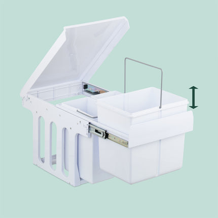Pull-Out Waste Bin with Telescopic Rail, White