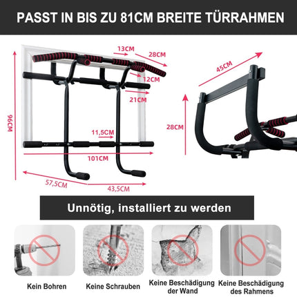 Pull-Up Bar for Doorway, 150kg Capacity, Foam Grip