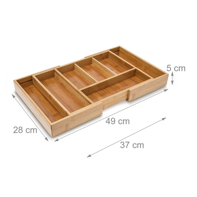 Pull-out cutlery box in bamboo size XL