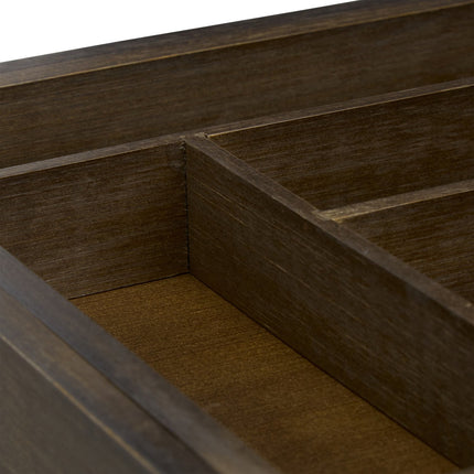 Pull-out cutlery box in dark brown bamboo