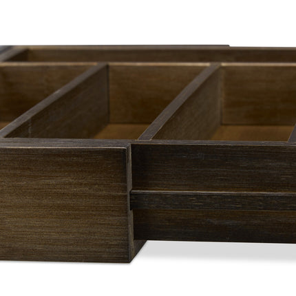 Pull-out cutlery box in dark brown bamboo