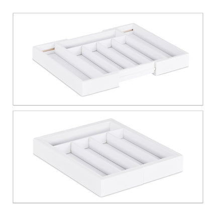 Pull-out cutlery box in white bamboo