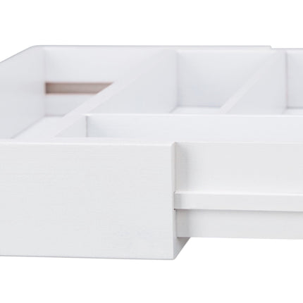 Pull-out cutlery box in white bamboo