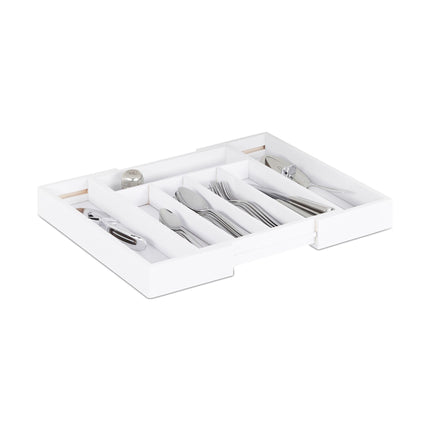 Pull-out cutlery box in white bamboo
