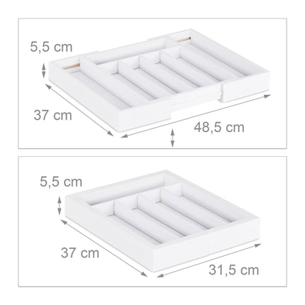 Pull-out cutlery box in white bamboo