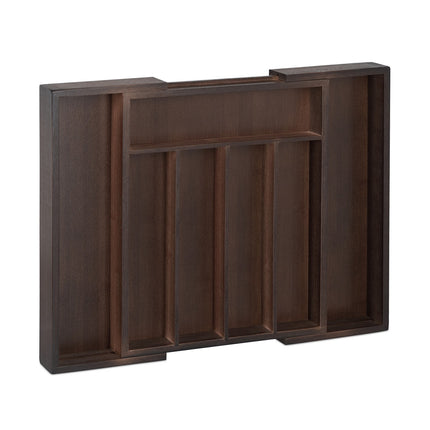 Pull-out cutlery drawer in dark brown bamboo