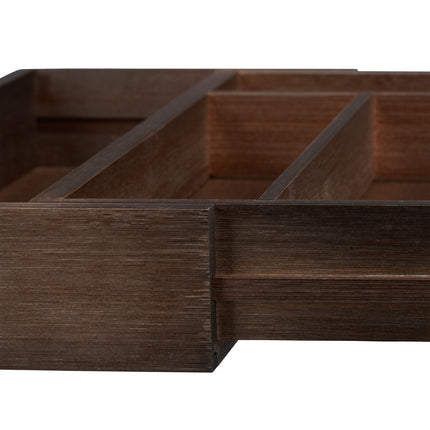 Pull-out cutlery drawer in dark brown bamboo