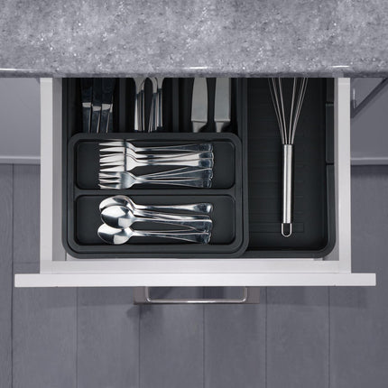 Pull-out cutlery tray in black
