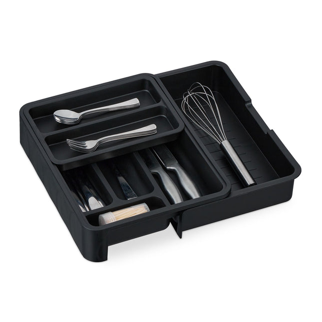 Pull-out cutlery tray in black
