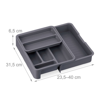 Pull-out cutlery tray in dark grey