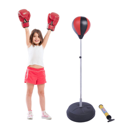 Adjustable punch ball set with stand and gloves (125-145cm)