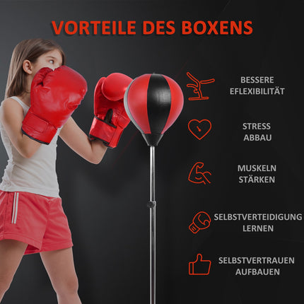 Adjustable punch ball set with stand and gloves (125-145cm)