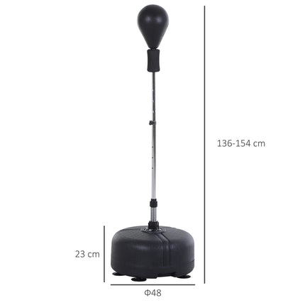Adjustable Punching Ball Rack with Gloves, 136-154 cm - Black
