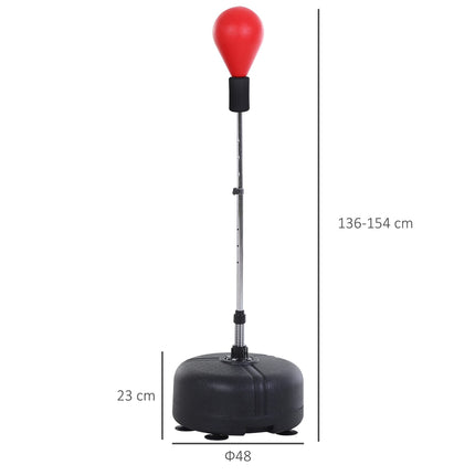 Punching Ball with Stand, 136-154cm Height Adjustable Punching Bag, Standing Punching Ball with Boxing Gloves, for Teens and Adults, for Equipment, Stress Relief, Fitness, Red