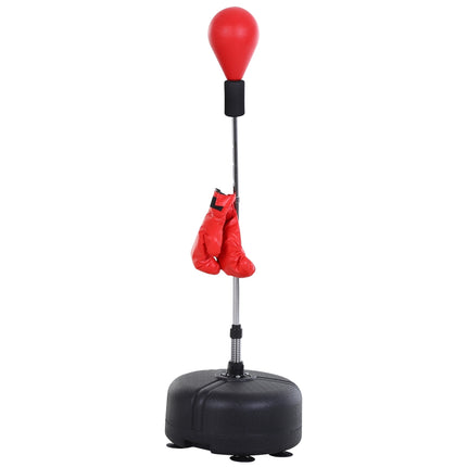 Punching Ball with Stand, 136-154cm Height Adjustable Punching Bag, Standing Punching Ball with Boxing Gloves, for Teens and Adults, for Equipment, Stress Relief, Fitness, Red