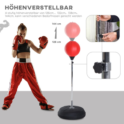 Standing punching bag with gloves, adjustable height 126-144cm