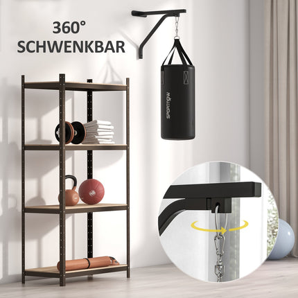 Wall bracket for punching bag, adjustable steel stand with gloves