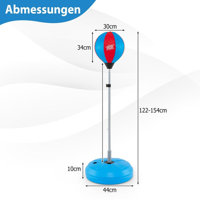 Boksbal 120-154cm hoogte verstelbaar staande boksbal bokszakset boksset kinderen blauw