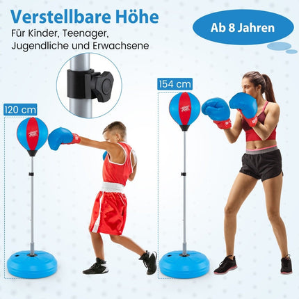 Punching ball 120-154cm height adjustable standing punching ball punching bag set boxing set children blue