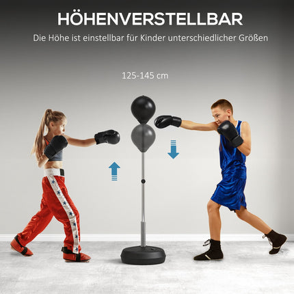 Adjustable punch ball set, 125-145 cm with gloves and pump