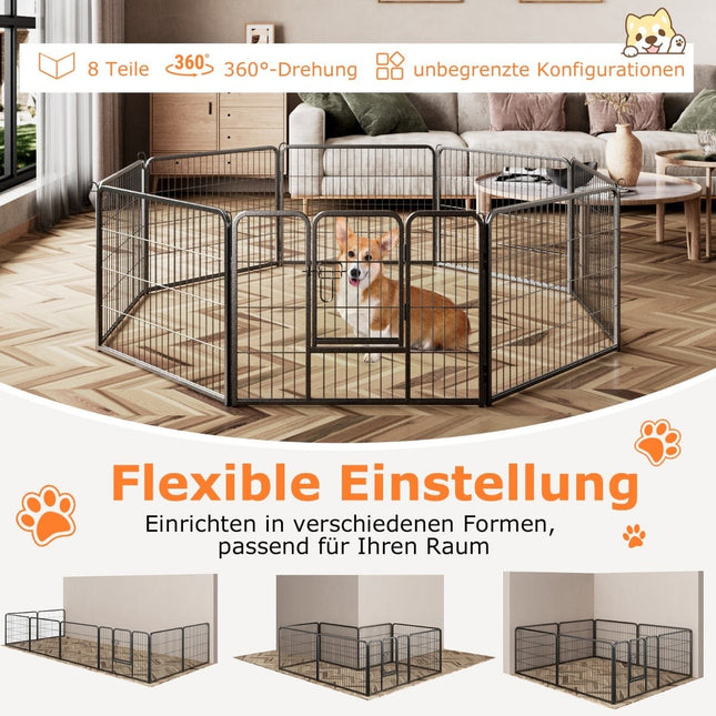 Puppy Playpen, 60cm High, 8-Panel Foldable Metal Fence