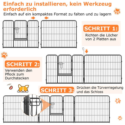 Puppy Playpen, 60cm High, 8-Panel Foldable Metal Fence
