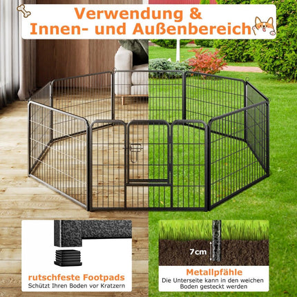 Puppy Playpen, 60cm High, 8-Panel Foldable Metal Fence