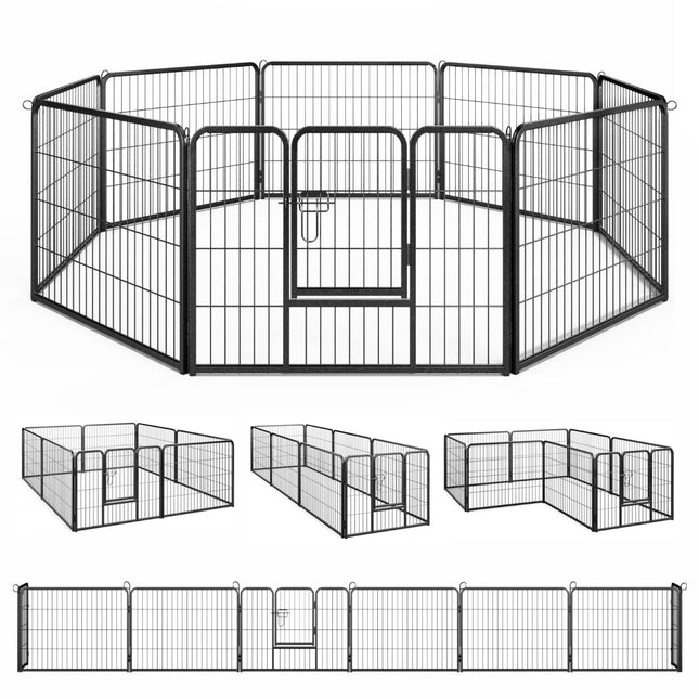 Puppy Playpen, 60cm High, 8-Panel Foldable Metal Fence