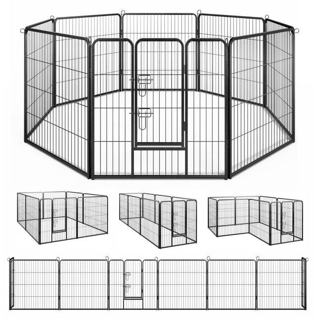 Puppy Playpen, 80cm High, 8-Panel Foldable Metal Fence