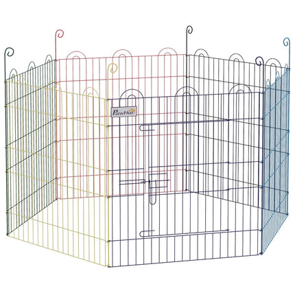 Colorful metal puppy playpen with door, 6-part 60 cm fence