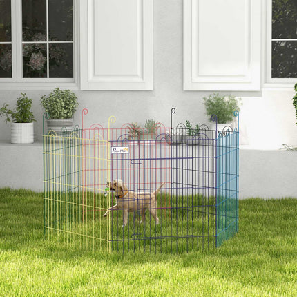 Colorful metal puppy playpen with door, 6-part 60 cm fence