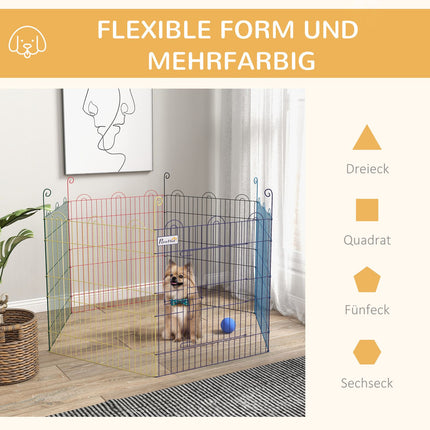 Colorful metal puppy playpen with door, 6-part 60 cm fence