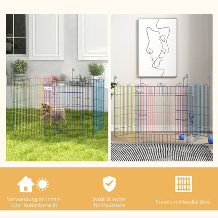 Colorful metal puppy playpen with door, 6-part 60 cm fence