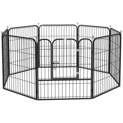 Metal puppy enclosure with door, customizable, black, 79x79 cm