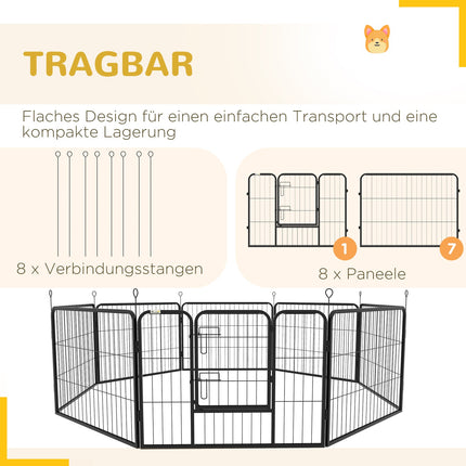 Puppy playpen Outdoor enclosure - 8 panels, door, 60x80 cm