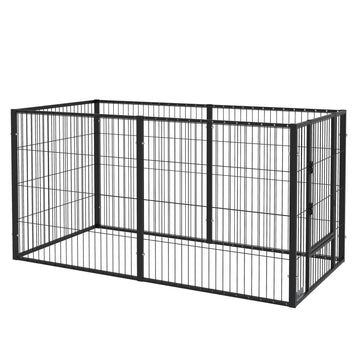 Puppy playpen with door, 6 panels, indoor/outdoor steel