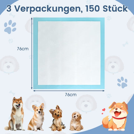 Puppy Training Pads, Leak-Proof, 76x76 cm, 150 Pack