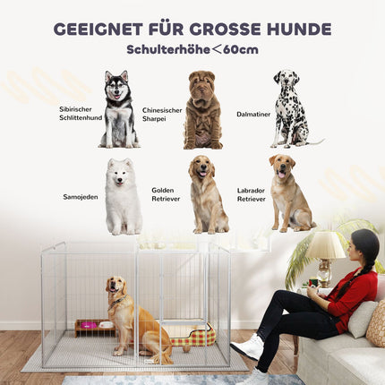 Puppyren 100 cm hoog, 8-delige hondenbox, puppybox met riem en deur, buitenverblijf voor kleine tot middelgrote honden, cavia's, konijnen, staal, zilver Aosom