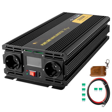 Pure Sine Wave Inverter 2500W, 12V-230V, LCD Remote
