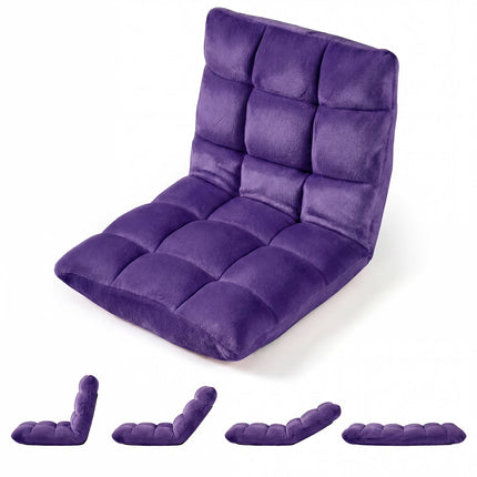 Purple Folding Floor Chair with Adjustable Backrest