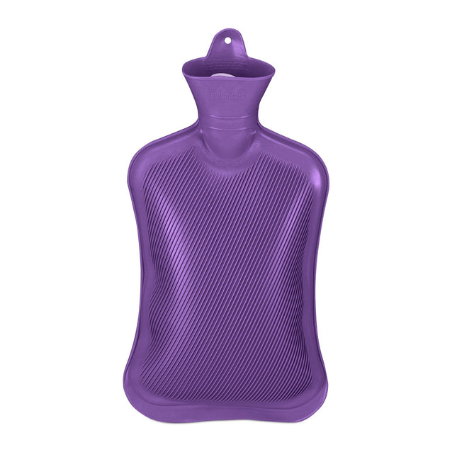 Purple Hot Water Bottle 2L, Leak-Proof, Pain Relief