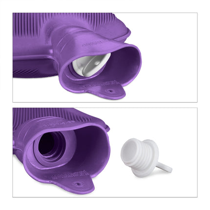 Purple Hot Water Bottle 2L, Leak-Proof, Pain Relief