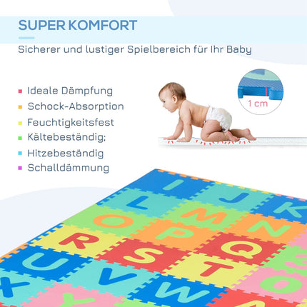 Play mat for children, EVA foam, letters and numbers, 60 pcs