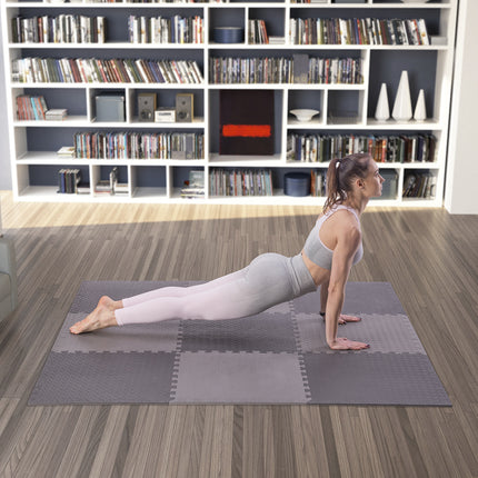 Puzzle Mat for Gym Equipment, Dark Gray, 9 Pieces