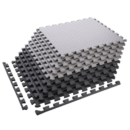 Puzzle Mat for Gym Equipment, Light Gray, 9 Pieces